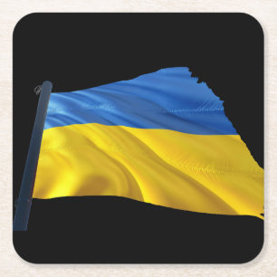 Ukraine Flag - War, Politics, Suffering Square Paper Coaster