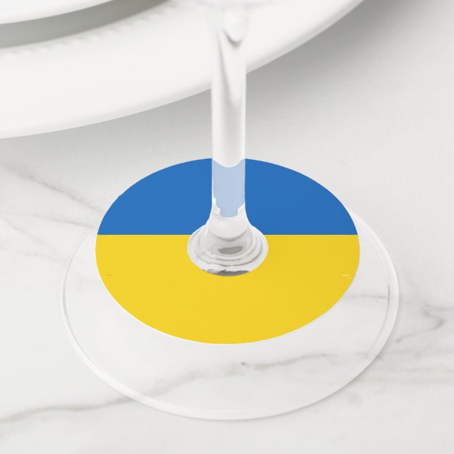 Ukraine flag wine glass tag (Close Up)