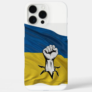 Ukraine flag with a raised fist as a powerful iPhone 16 pro max case