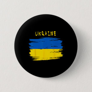 Ukraine Flag With Brush Stroke Style 6 Cm Round Badge