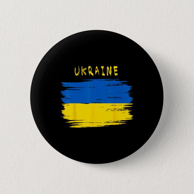 Ukraine Flag With Brush Stroke Style  6 Cm Round Badge (Front)