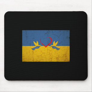 Ukraine Flag With Heart Mouse Pad