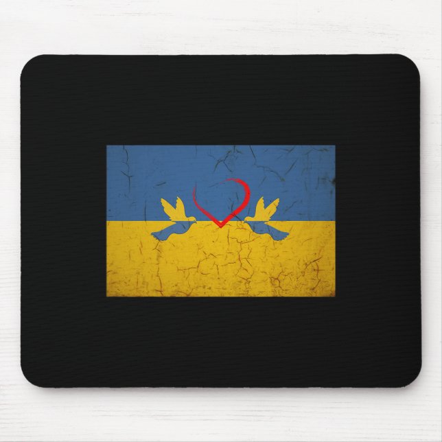 Ukraine Flag With Heart  Mouse Pad (Front)