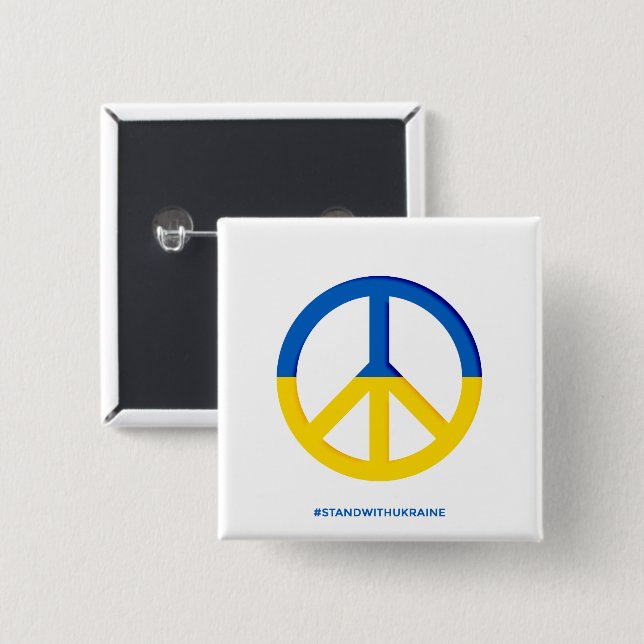 Ukraine Flag with Peace Symbol Button (Front & Back)