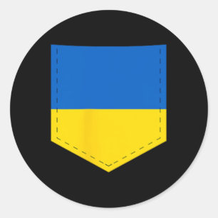 Ukraine Flag With Printed Ukrainian Flag Pocket Classic Round Sticker