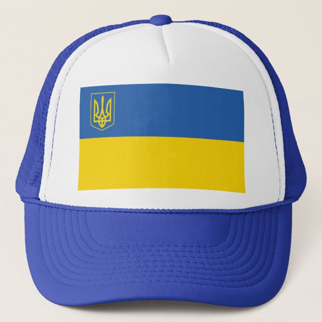 Ukraine-Flag-with-Trident Trucker Hat (Front)