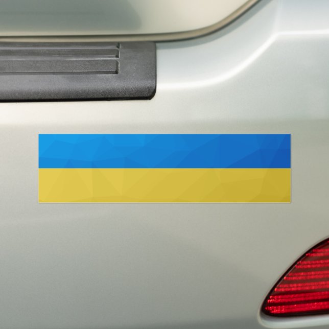 Ukraine flag yellow blue geometric pattern mesh bumper sticker (On Car)