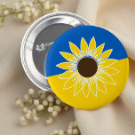 Ukraine Flag Yellow Sunflower National Flower 6 Cm Round Badge<br><div class="desc">Design is blue and yellow,  Ukraine flag with the country's national flower,  the sunflower. A symbol of hope and prayer for peace.</div>
