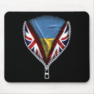 Ukraine Flag Zipped British Flag Mouse Pad
