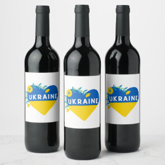 Ukraine Flower Heart Square  Wine Label