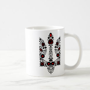 Ukraine Flowers Coat Of Arms Black Red Ukrainian S Coffee Mug