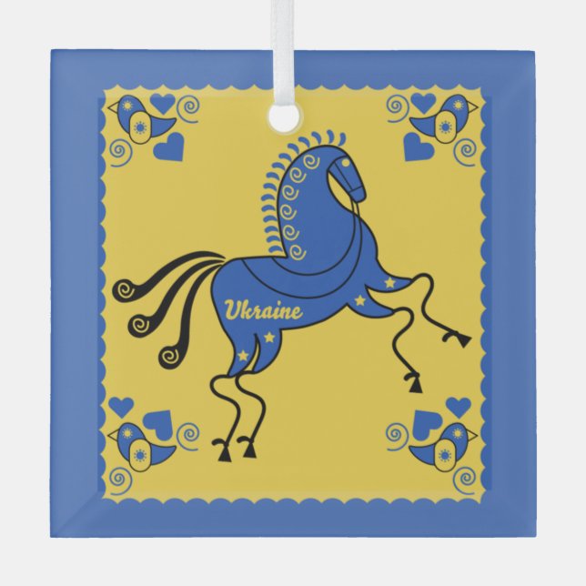 Ukraine Folk Art   Glass Tree Decoration (Front)