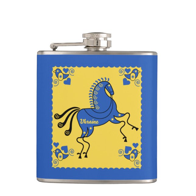 Ukraine Folk Art   Hip Flask (Front)