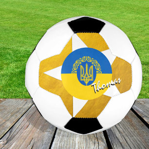 Ukraine Football & Gold Ukrainian Flag Soccer Ball