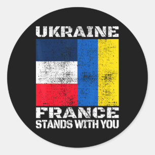 Ukraine France Stands With You French Support Flag Classic Round Sticker