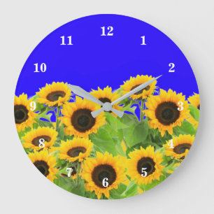 Ukraine Freedom Peace - Ukrainian Flag Sunflowers Large Clock