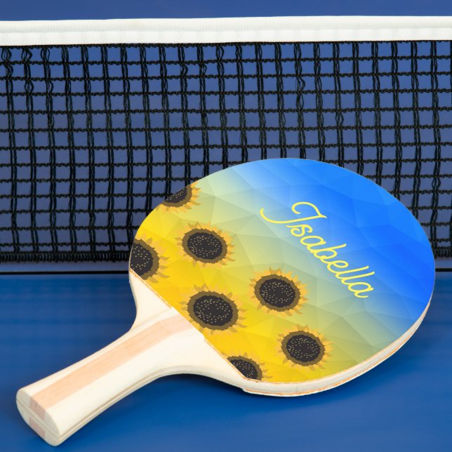 Ukraine geometry mesh pattern Flowers Your name Ping Pong Paddle (Insitu)