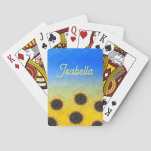 Ukraine geometry mesh pattern Flowers Your name Playing Cards