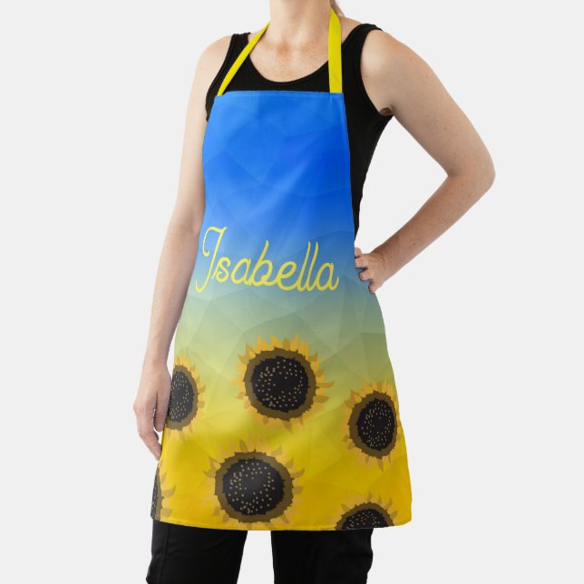 Ukraine geometry mesh Sunflowers Custom name Apron (Insitu)