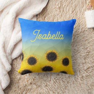 Ukraine geometry mesh Sunflowers Custom name Cushion