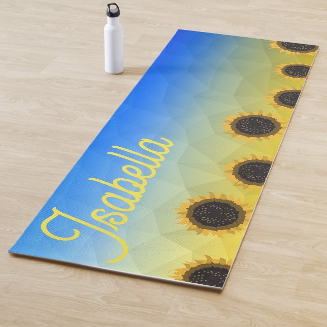 Ukraine geometry mesh Sunflowers Custom name Yoga Mat (In Situ)