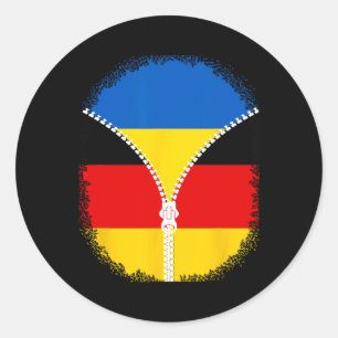 Ukraine Germany Flag Ukrainian German Zipper Classic Round Sticker