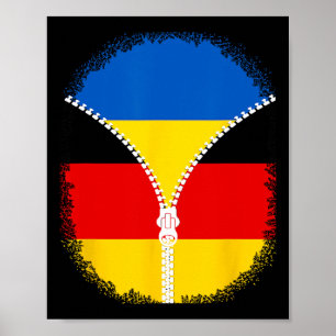 Ukraine Germany Flag Ukrainian German Zipper  Poster