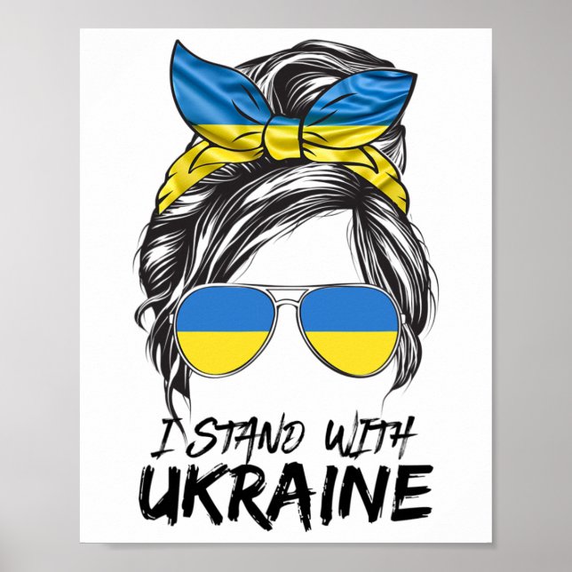 Ukraine Girl Ukrainian Girl Flag Messy Bun Ukraine Poster (Front)