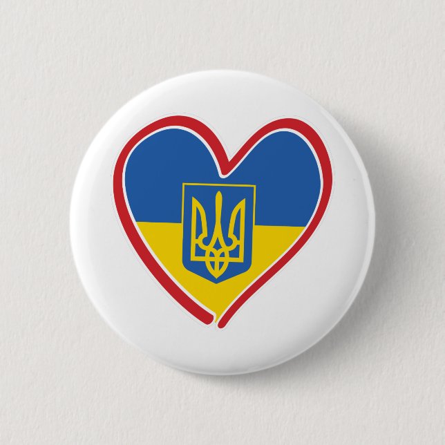 Ukraine-Heart 6 Cm Round Badge (Front)