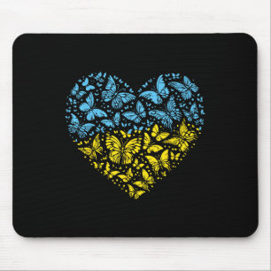 Ukraine Heart Butterflies Ukrainian Women Girls Ki Mouse Pad