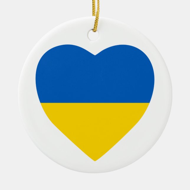 Ukraine Heart Ceramic Ornament (Front)