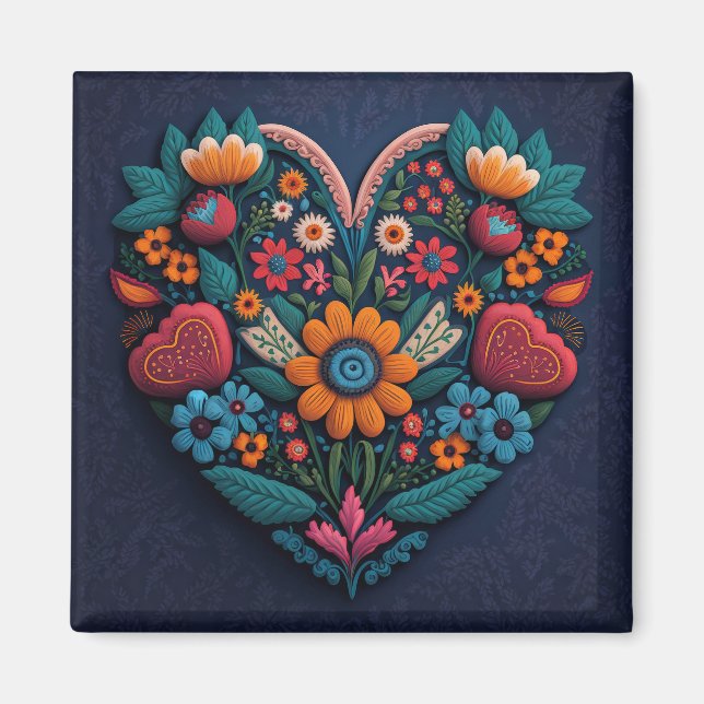 Ukraine Heart of Flowers Magnet (Front)