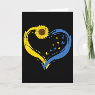 Ukraine Heart Sunflower Butterfly Ukrainian Girls Card