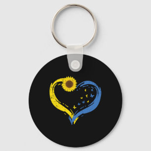Ukraine Heart Sunflower Butterfly Ukrainian Girls Key Ring