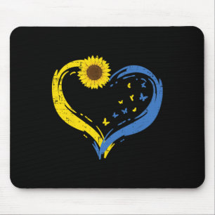 Ukraine Heart Sunflower Butterfly Ukrainian Girls Mouse Pad