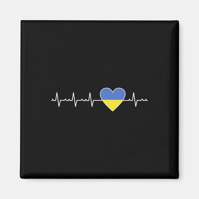 Ukraine Heartbeat Flag Support Ukrainian Pride  Magnet (Front)