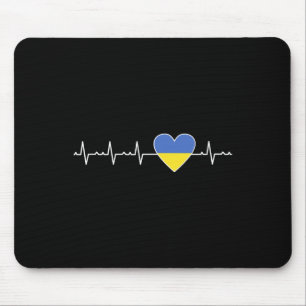Ukraine Heartbeat Flag Support Ukrainian Pride Mouse Pad