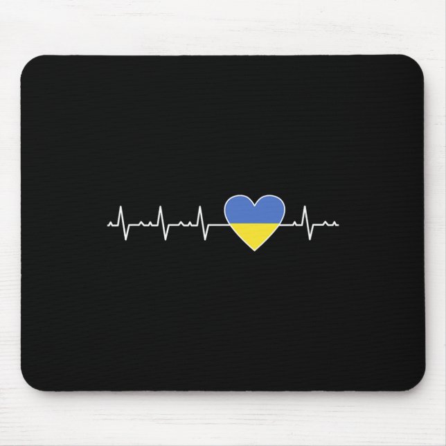 Ukraine Heartbeat Flag Support Ukrainian Pride  Mouse Pad (Front)