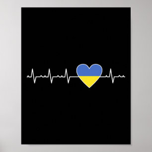 Ukraine Heartbeat Flag Support Ukrainian Pride Poster