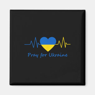 Ukraine Heartbeat Pray For Ukraine Pride Flag Colo Magnet