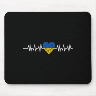 Ukraine Heartbeat Pulse Ukraine Flag I Love Ukrain Mouse Pad