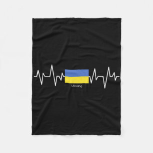 Ukraine Heartbeat Ukrainian Flag Ukrainian Pride  Fleece Blanket