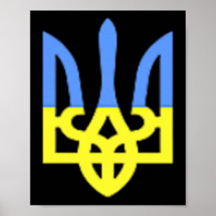 Ukraine Herb Blue And Yellow Ukrainian Flag Pocket Poster