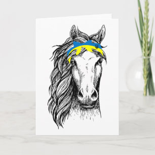 Ukraine Horse Bow Ukraine Flag I Stand With Ukrain Card