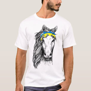 Ukraine Horse Bow Ukraine Flag I Stand With Ukrain T-Shirt