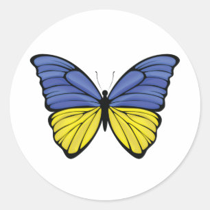Ukraine Hypolimnas Butterfly Classic Round Sticker