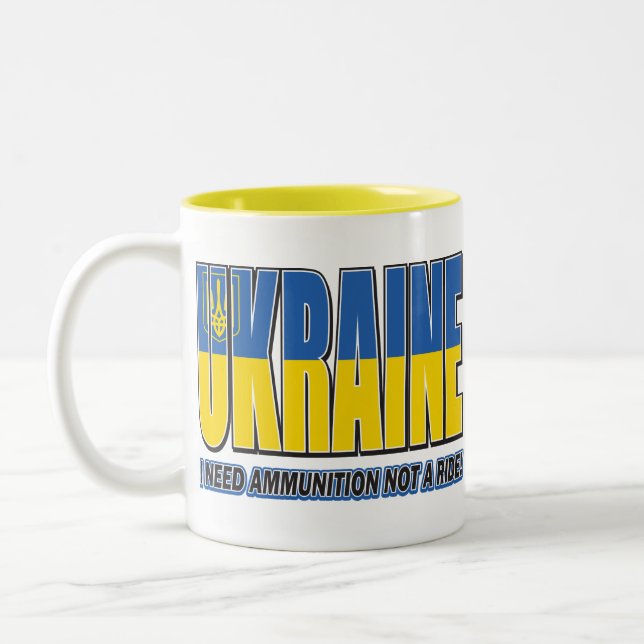Ukraine-I-need-Ammo Two-Tone Coffee Mug (Left)