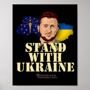 Ukraine Indiana Dog Tag Tryzub Zelensky Stand With Poster