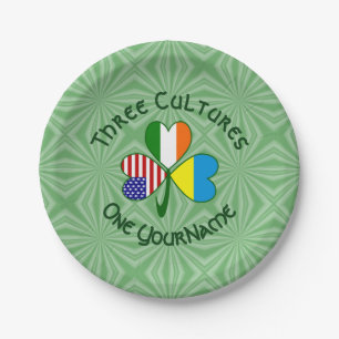 Ukraine Ireland USA Shamrock Flag Personalised Paper Plate
