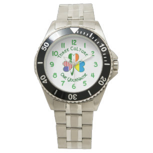 Ukraine Ireland USA Shamrock Flag Personalised Watch